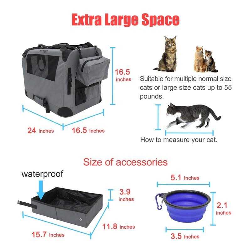 Large Soft-Sided Portable Cat Carrier with Collapsible Litter Box and Bowl H122791