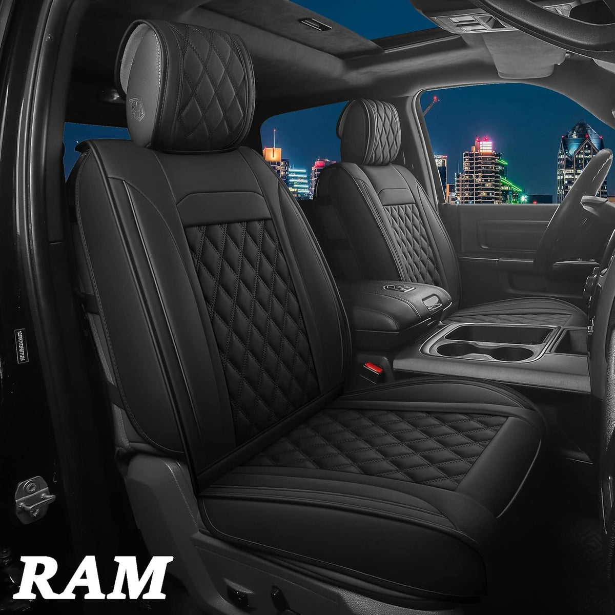 Waterproof Synthetic Leather Seat Covers 5PCS Full Set Black Brown T1956