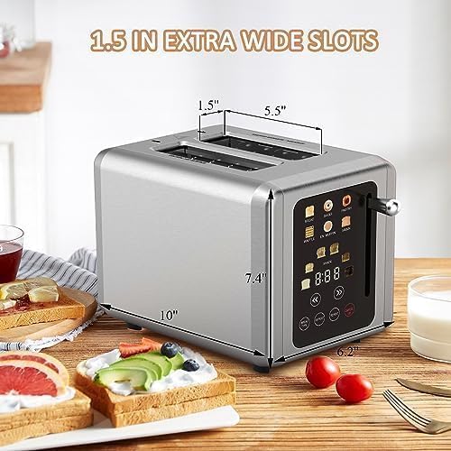 Open Box Touch Screen Toaster 2 Slice Digital Timer Stainless Steel Z18074