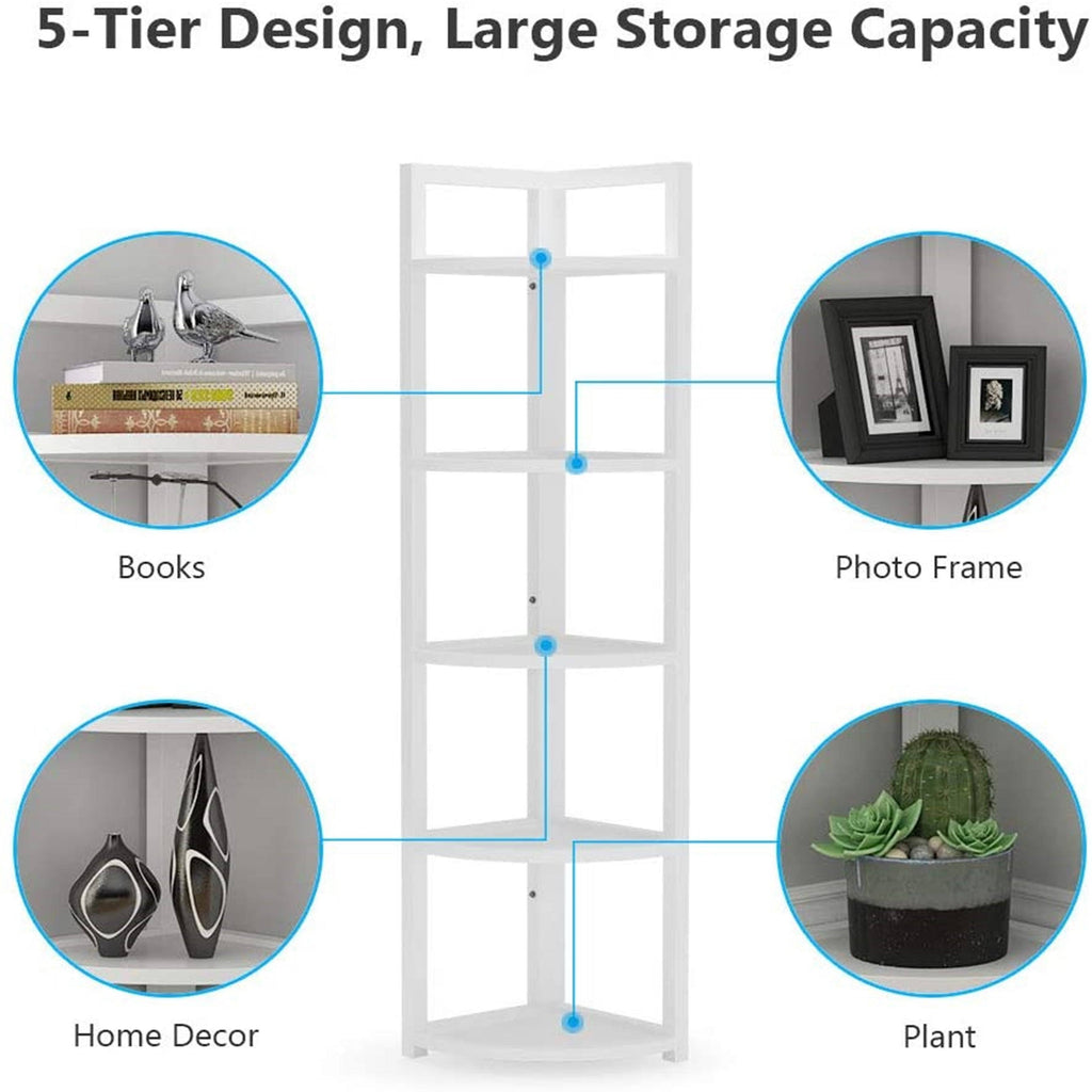 Black/Espresso 5 Tier Corner Bookshelf I86975