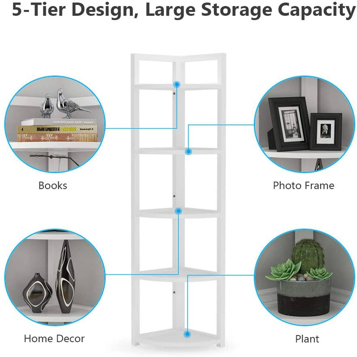 Black/Espresso 5 Tier Corner Bookshelf I86975