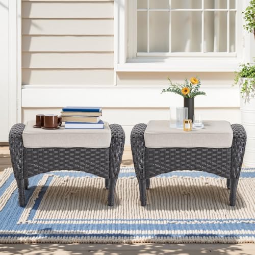 Brown Wicker High Back Patio Club Chair Set of 2 with Removable Cushions G921232