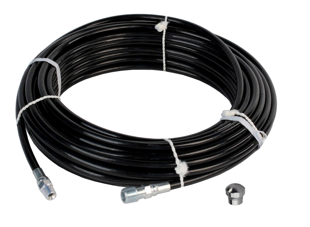 1/8in. x 100ft. 4800 PSI Thermoplastic Sewer Jetter Hose with 6.0 Orifice Button Nose Nozzle O872036