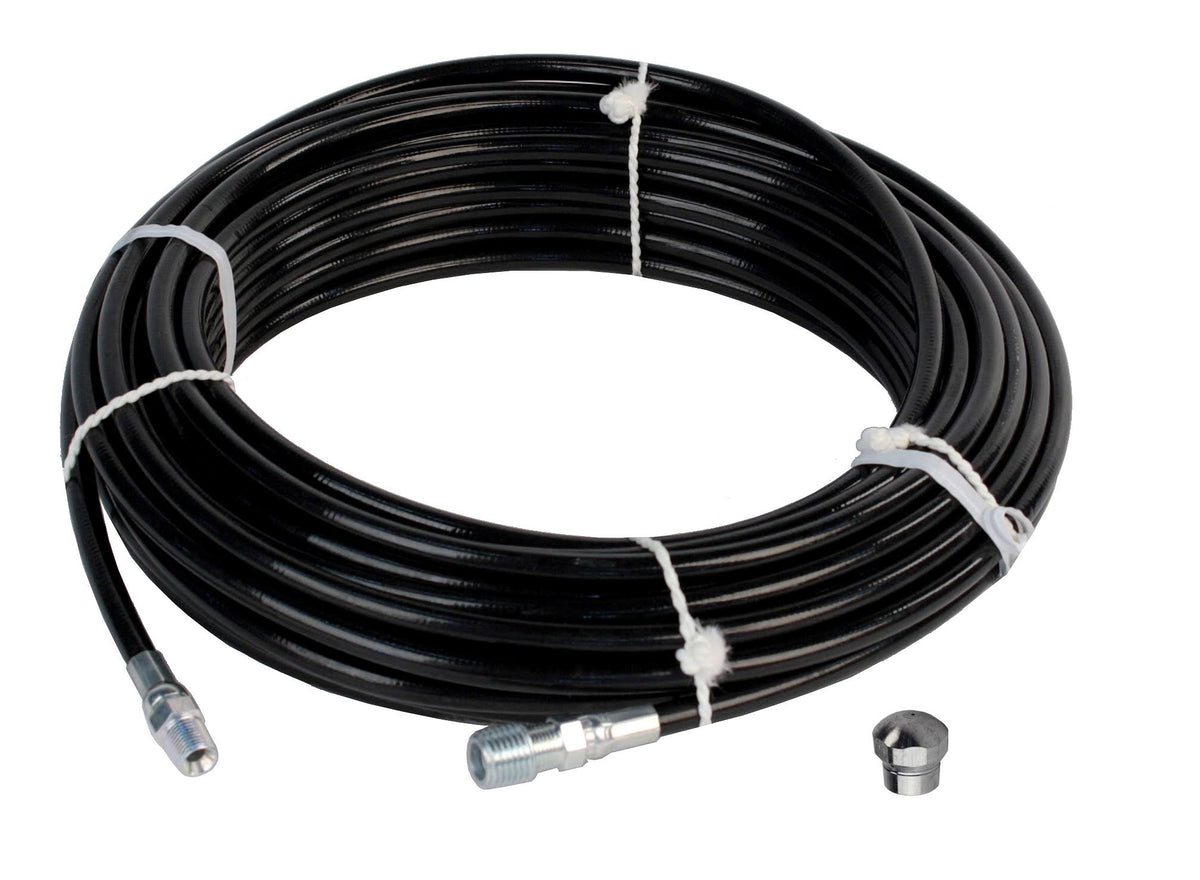 1/8in. x 100ft. 4800 PSI Thermoplastic Sewer Jetter Hose with 6.0 Orifice Button Nose Nozzle O872036