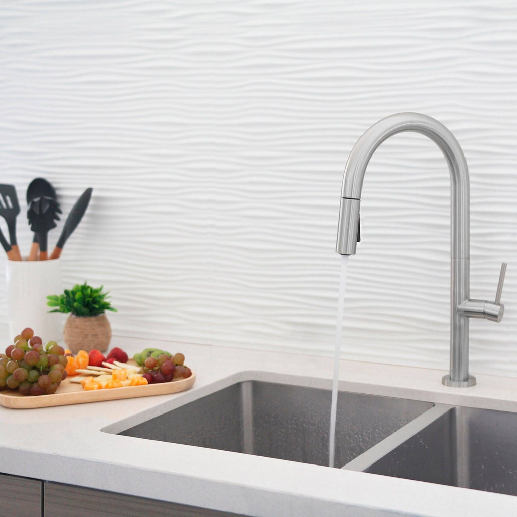 Brushed Nickel Pull Down Single Handle Kitchen Faucet N415