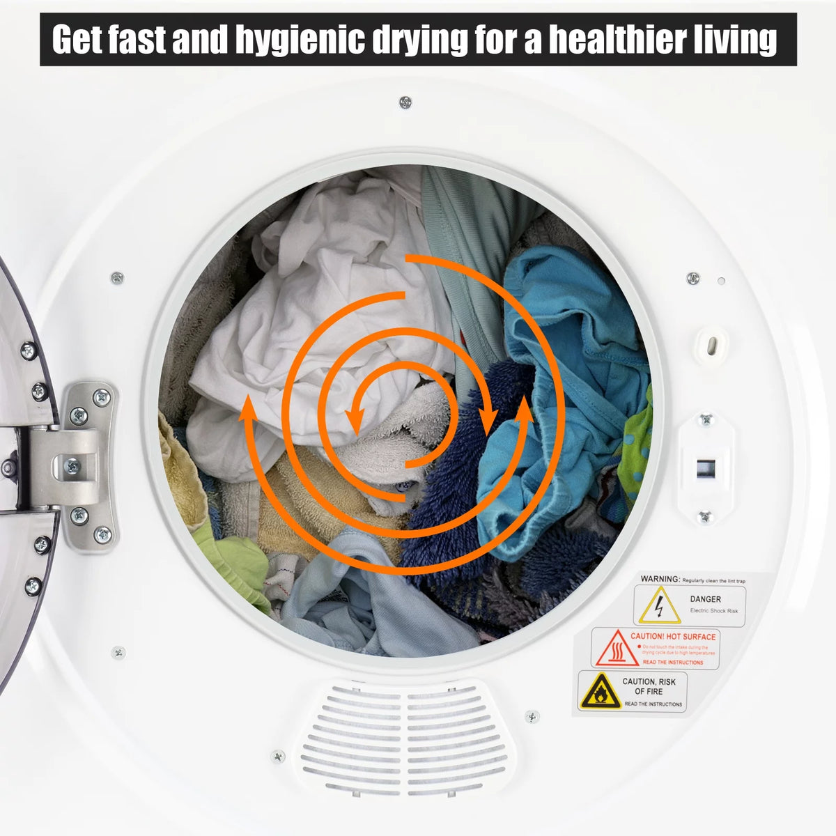 Compact Portable 1.6cuft Clothes Dryer Stainless Steel Drum Black and White X471590