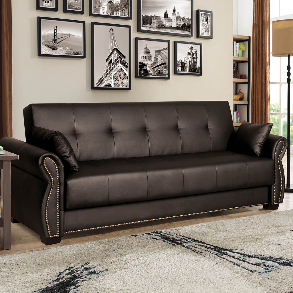 Java Faux Leather Sofa Bed with Storage Y183702