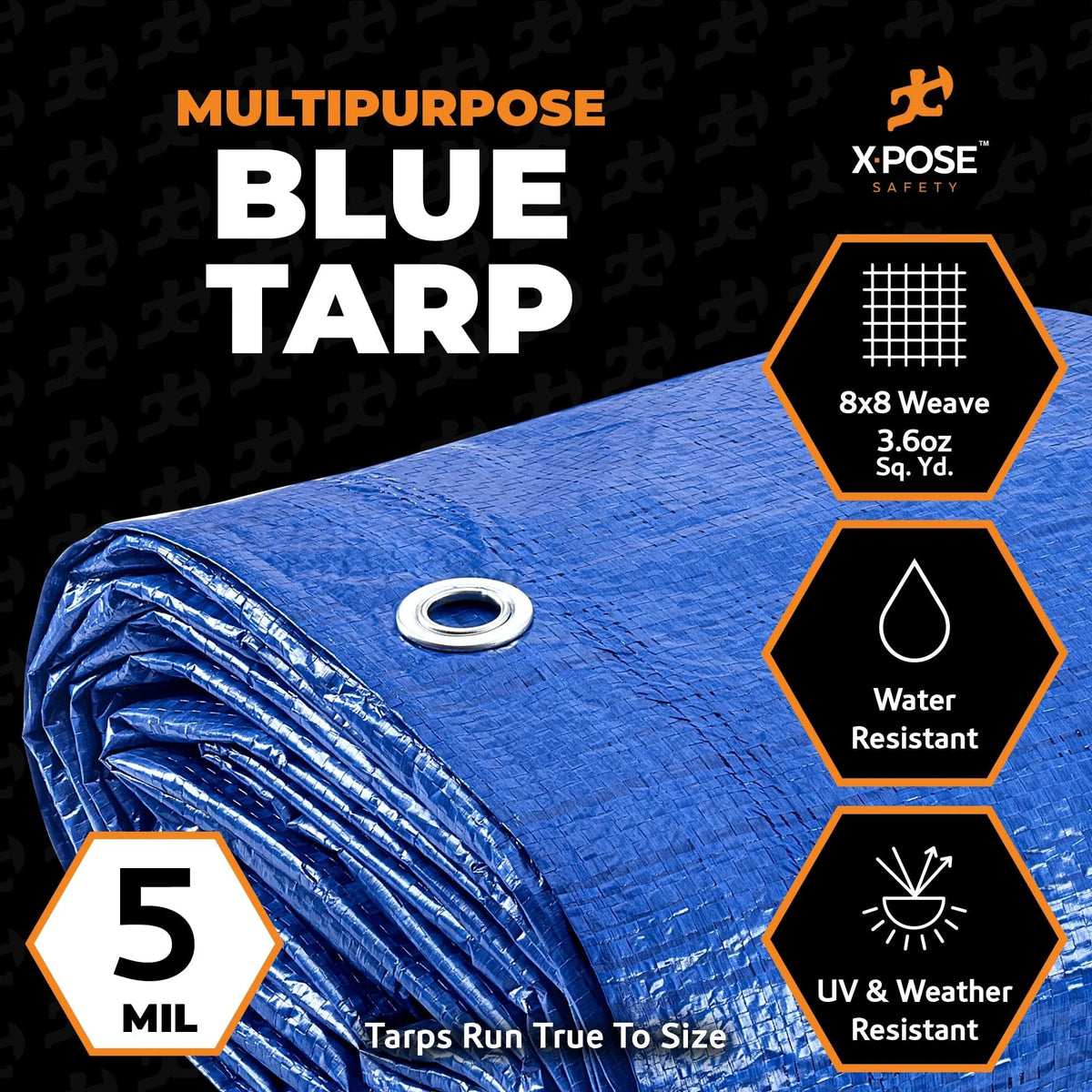 Blue Poly Tarp 15' x 30' Waterproof Polyethylene C15137