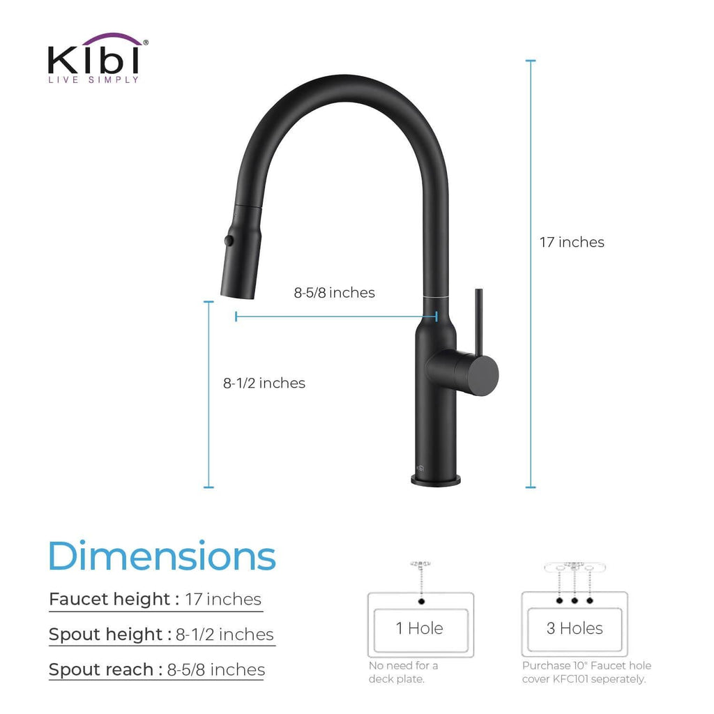 Black Single Level Kitchen Faucet with Sprayer Y741