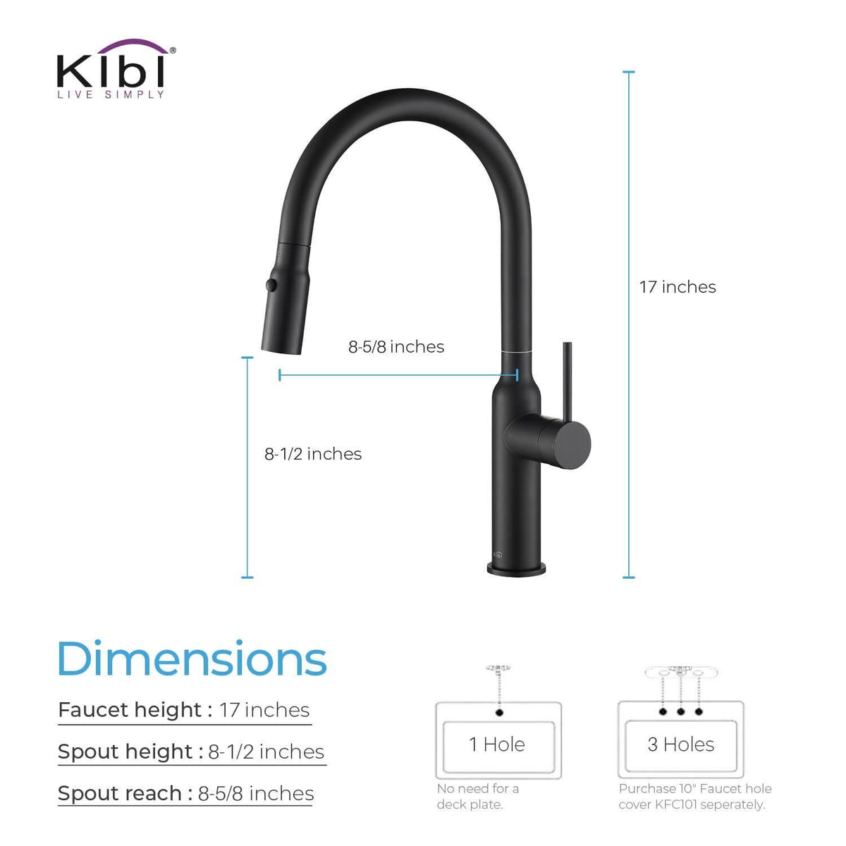 Black Single Level Kitchen Faucet with Sprayer Y741
