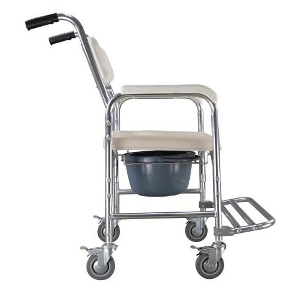 Aluminum Multifunction Wheelchair Shower Commode Chair with Locking Wheels N881