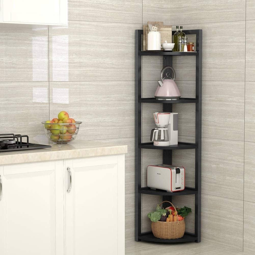 Black/Espresso 5 Tier Corner Bookshelf I86975