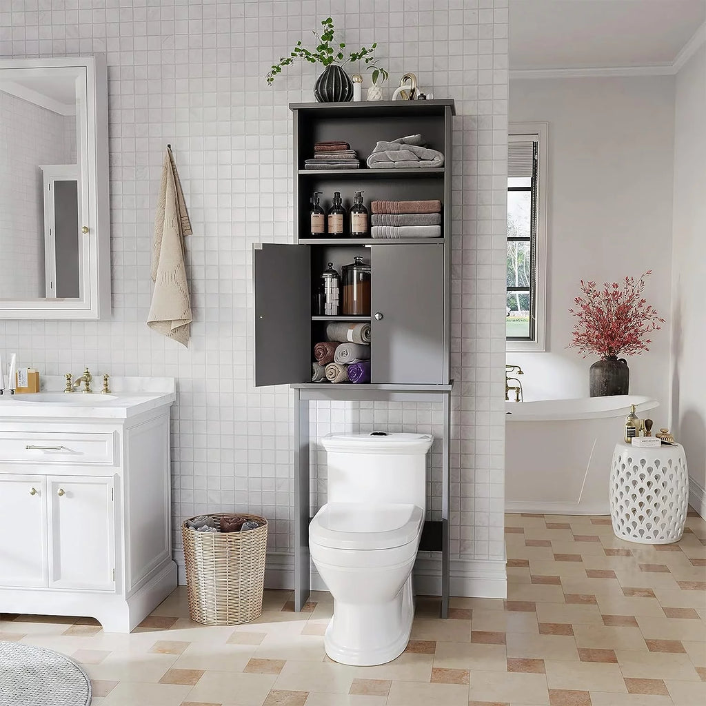 Over The Toilet Storage Cabinet with Adjustable Shelf, 75in, Gray J99338