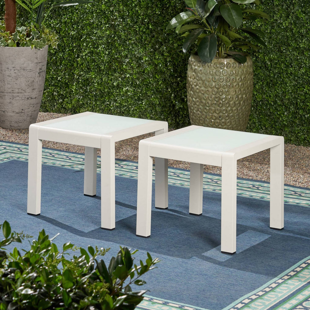 White Finish Matte White Aluminum Side Table (Set of 2) P13126