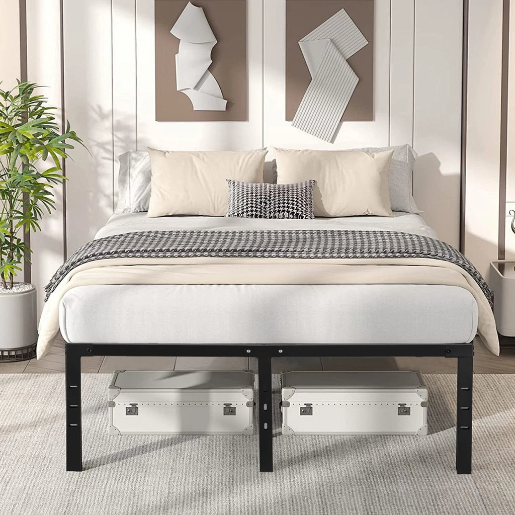 Metal Platform Bed Frame with Built-in Storage Full Size B34140