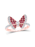 10kt Rose Gold Ruby Diamond Butterfly Ring Y247232