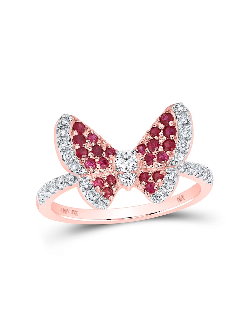 10kt Rose Gold Ruby Diamond Butterfly Ring Y247232