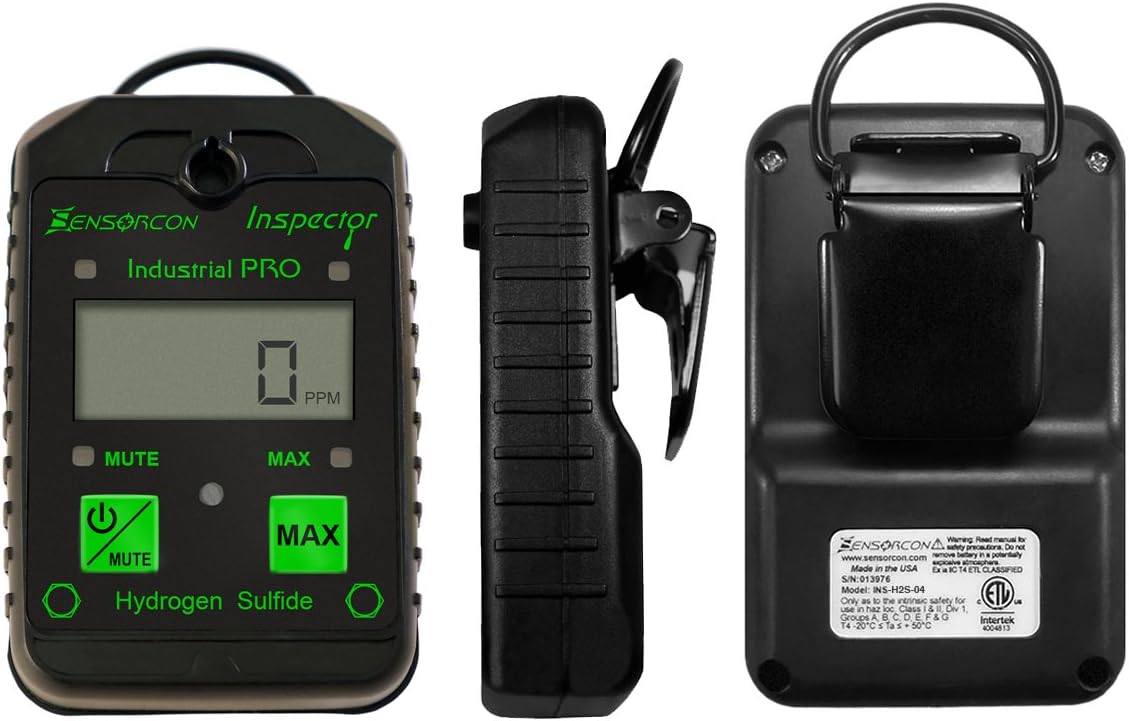 Hydrogen Sulfide Detector, Measures H2S 0-400 ppm, Waterproof O555
