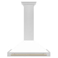 36 In Stainless Steel Range Hood with White Matte Shell and Gold Handle K57151