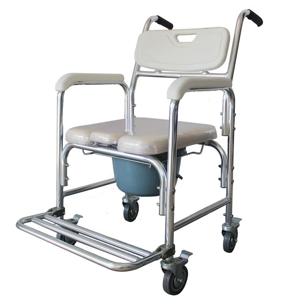 Aluminum Multifunction Wheelchair Shower Commode Chair with Locking Wheels N881
