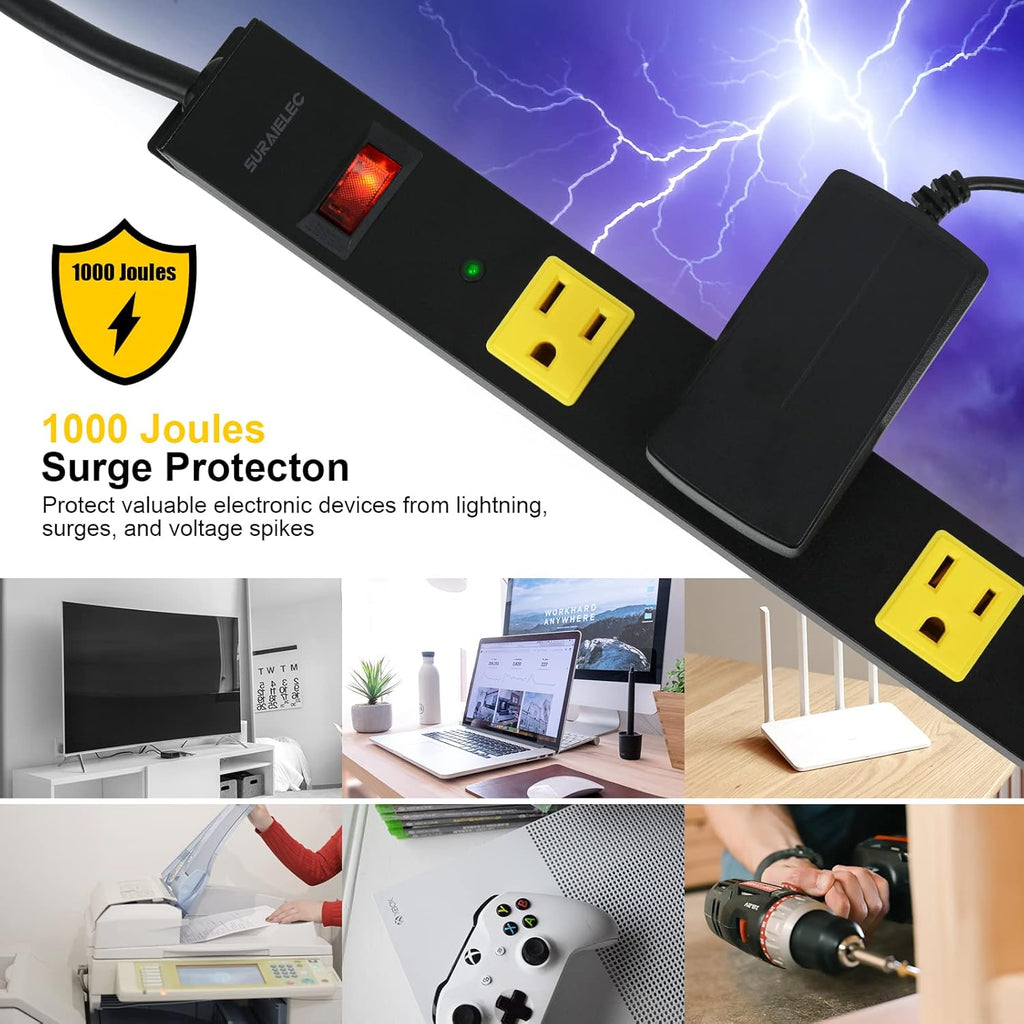 2-Pack 12 Outlet Metal Power Strip with 15 FT Cord Surge Protector O430187