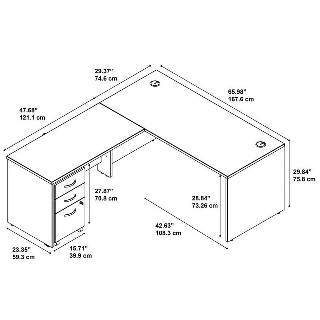L Shaped Desk with Drawers Z68250