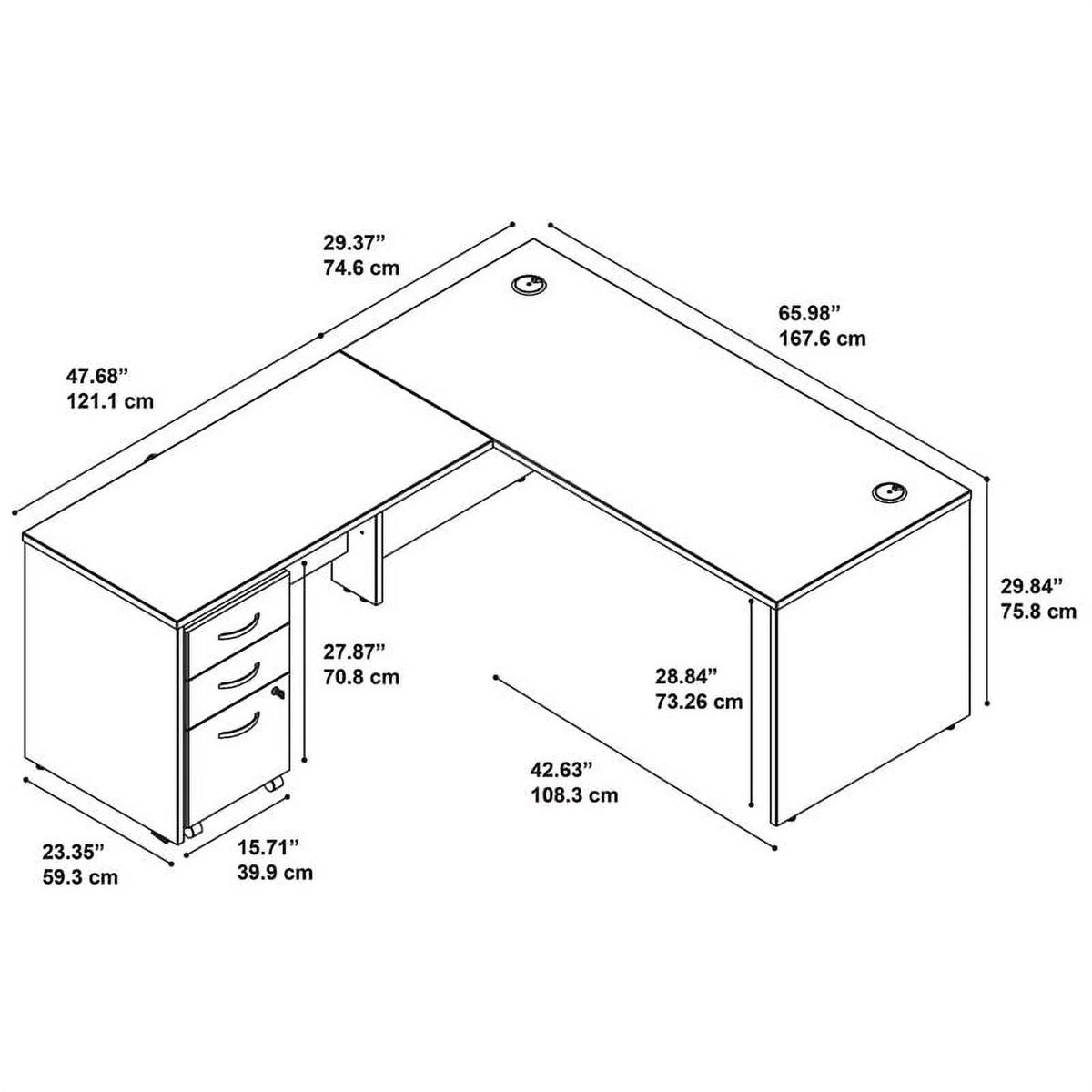 L Shaped Desk with Drawers Z68250
