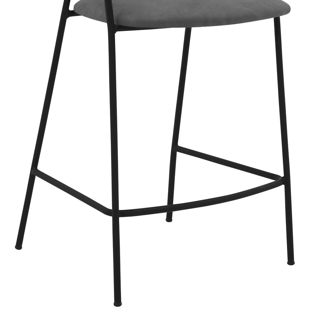 Gray Faux Leather and Metal Counter Height Bar Stool R415720