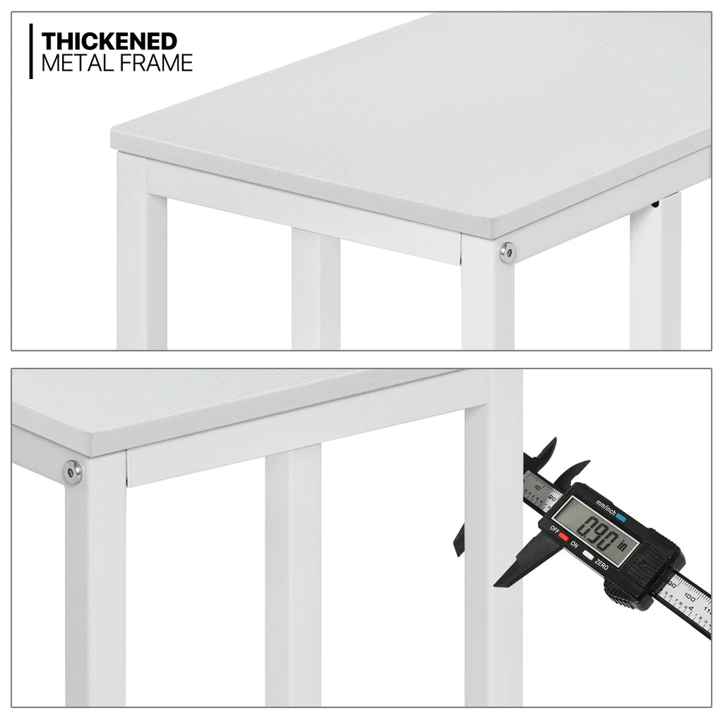 C-Shape Rectangle Side Table with Metal Frame, White A795130