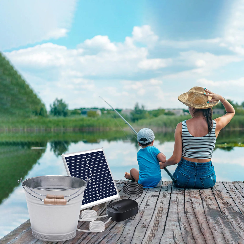 10W Solar Pump Aquarium Aerator with Air Stone Bracket Q956