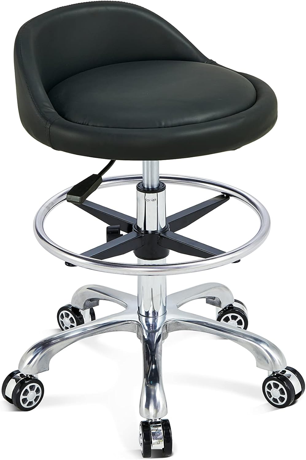 Black Height Adjustable Swivel Stool with Casters V6391
