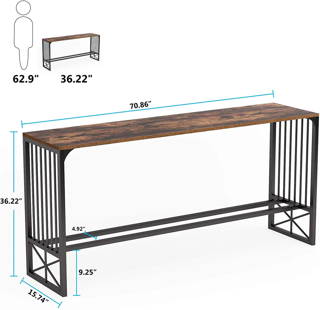 70.9 inch Sofa Console Table Rustic Brown B253