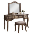 Wooden Makeup Vanity Set with Mirror and Stool D50187