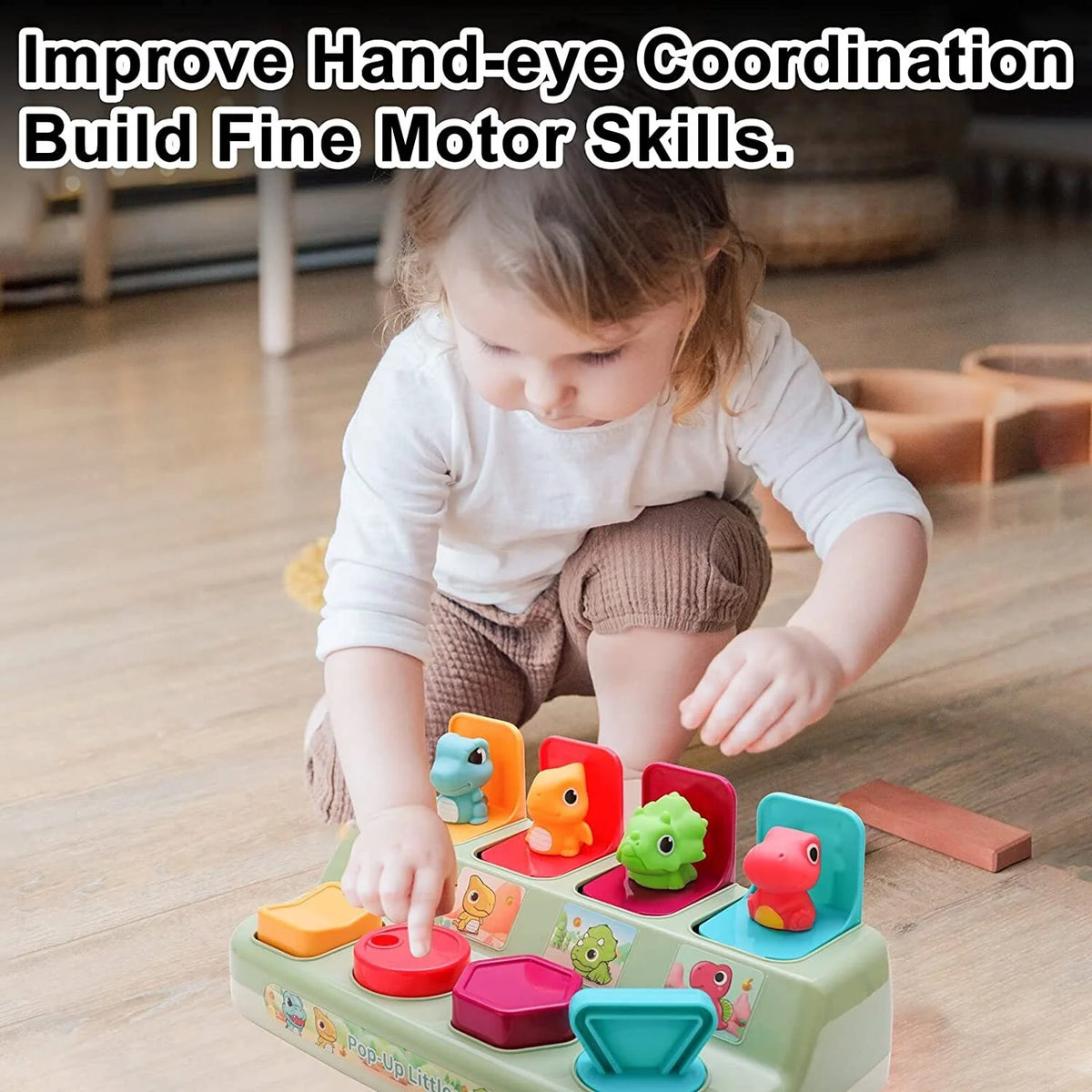 Pop-Up Pals Baby Toy for Sorting Colors and Animals, Musical Dinosaur Learning Toys for Babies and Toddlers 6M+ C435497
