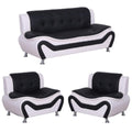 3-Piece Set with Sofa and 2 Club Chairs in Black & White Z1968