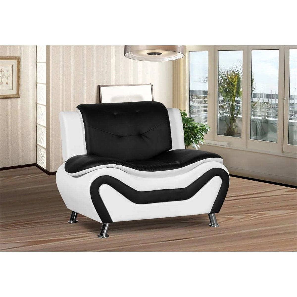 3-Piece Set with Sofa and 2 Club Chairs in Black & White Z1968