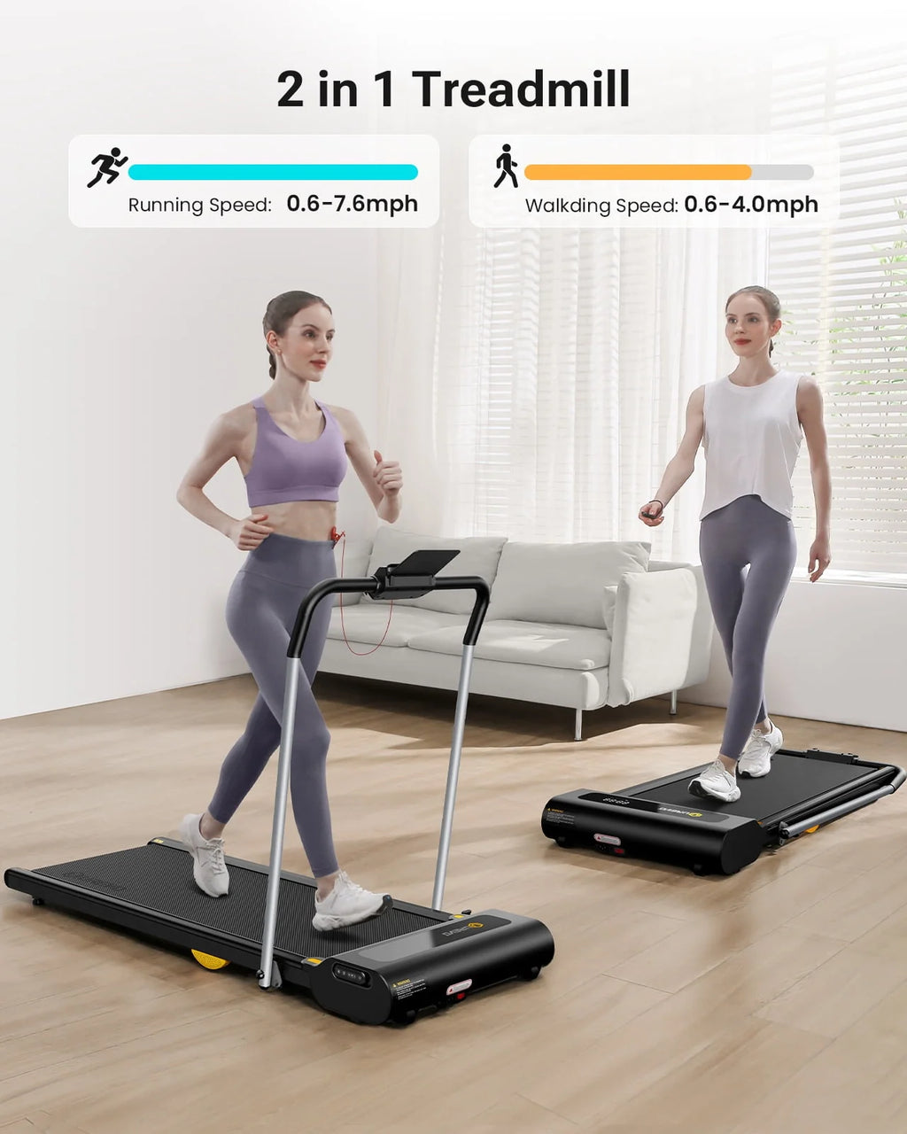 2 in 1 Under Desks Treadmill 2.5HP Folding Treadmill with Remote Control 265lb I698
