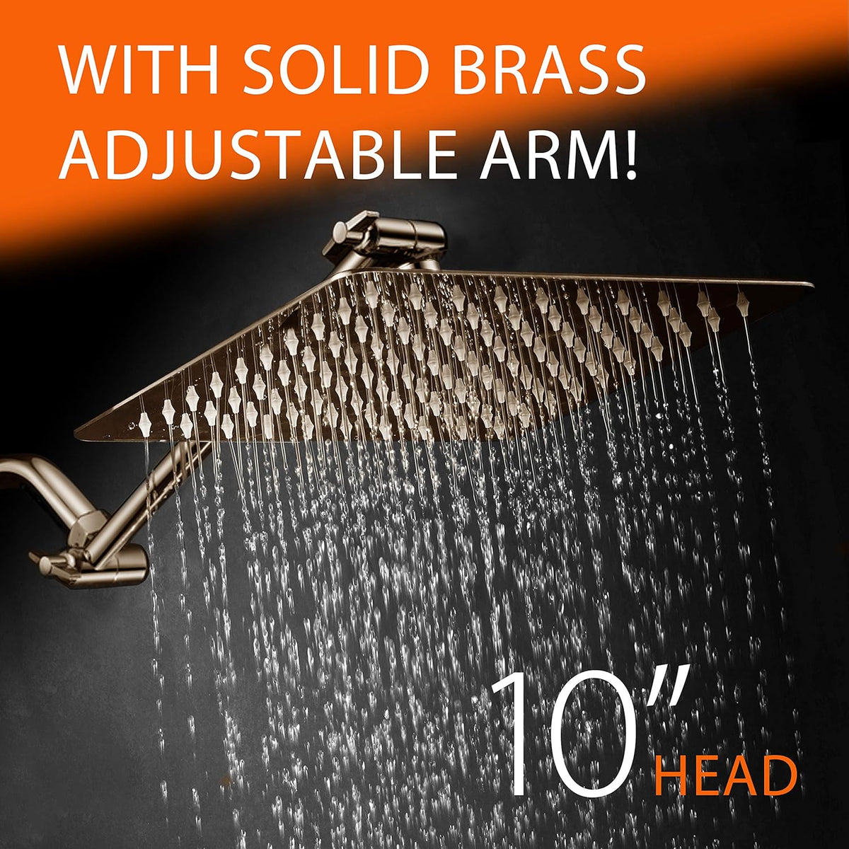 Brushed Nickel Stainless Steel Rainfall Square Showerhead with Brass Extension Arm, Pack of 2 W662