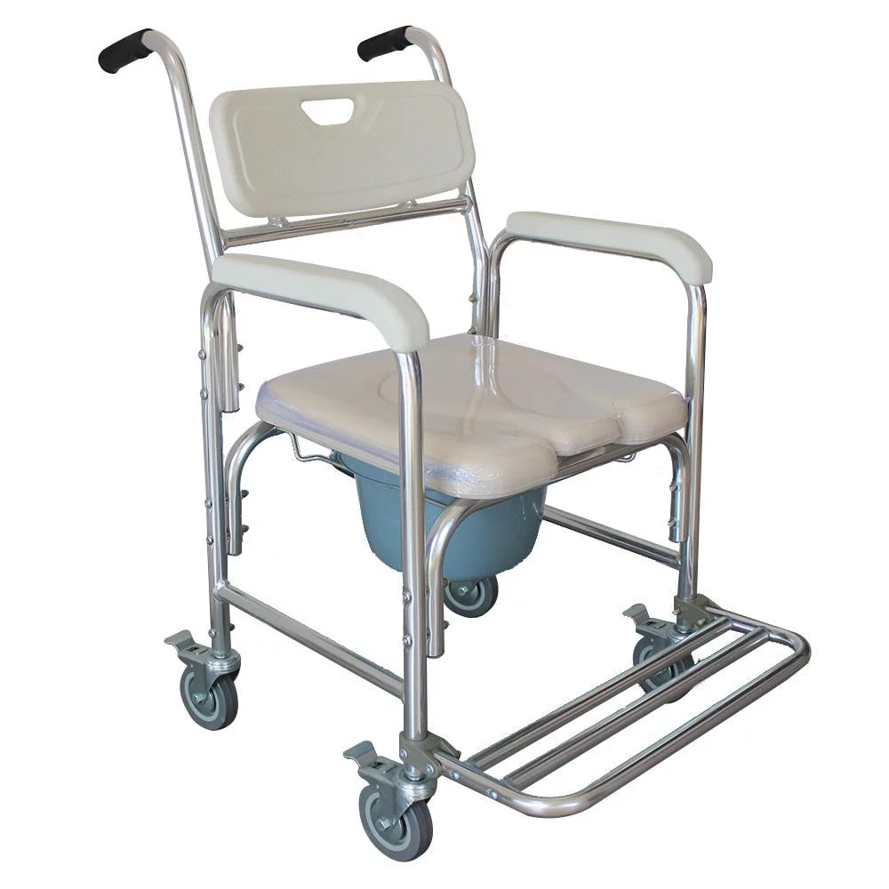 Aluminum Multifunction Wheelchair Shower Commode Chair with Locking Wheels N881
