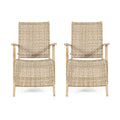 Acacia Wood Outdoor Lounge Chair Set of 2 Light Brown P70174