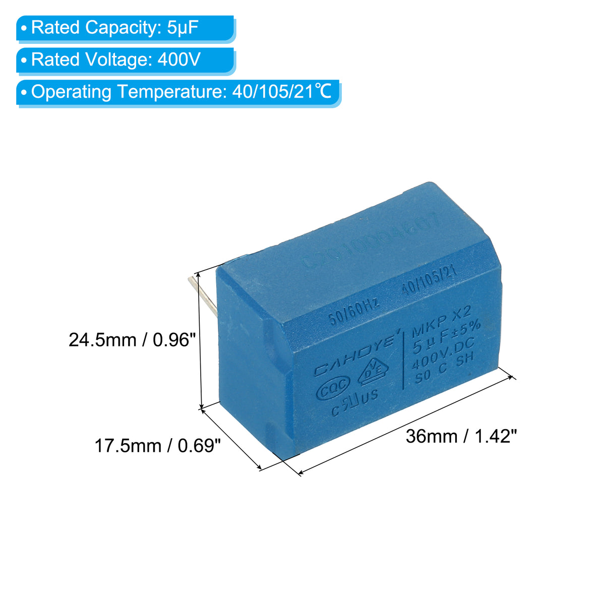 10 Pack 5uF DC 400V High Voltage Capacitor A674