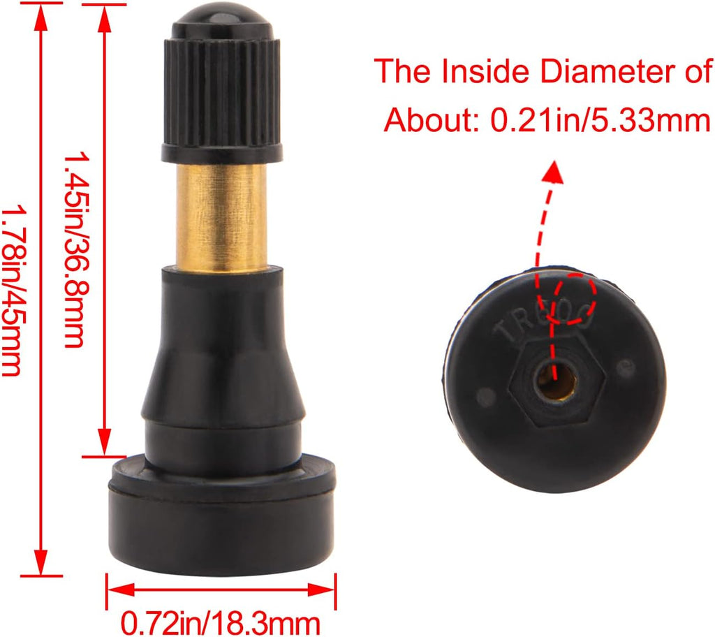 High Pressure Brass Rubber Snap-in Tire Valve Stem (100 Pack) Y9683