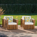Acacia Wood Club Chairs with Cushions, Set of 2 E806717