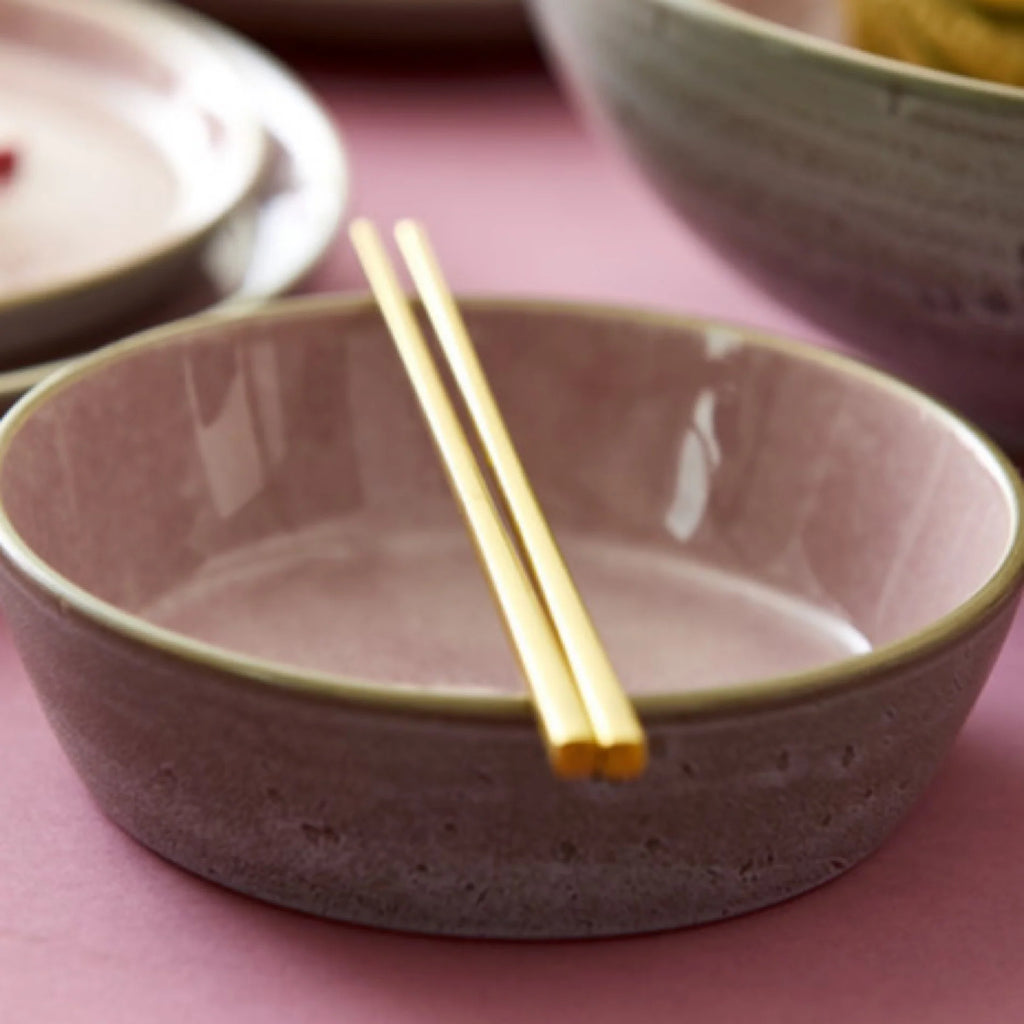 Stoneware Bowl Plate 18 cm Grey Light Pink X64445