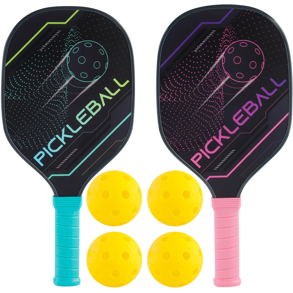 Pickleball Paddles Set of 2 with 4 Balls and Bag R930