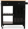 White and Natural Kitchen Cart with Wheels X86966