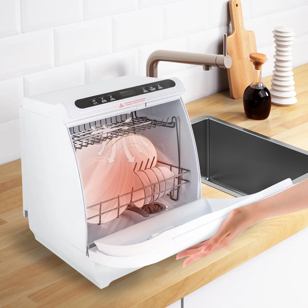 900W White Compact Countertop Dishwasher Z596