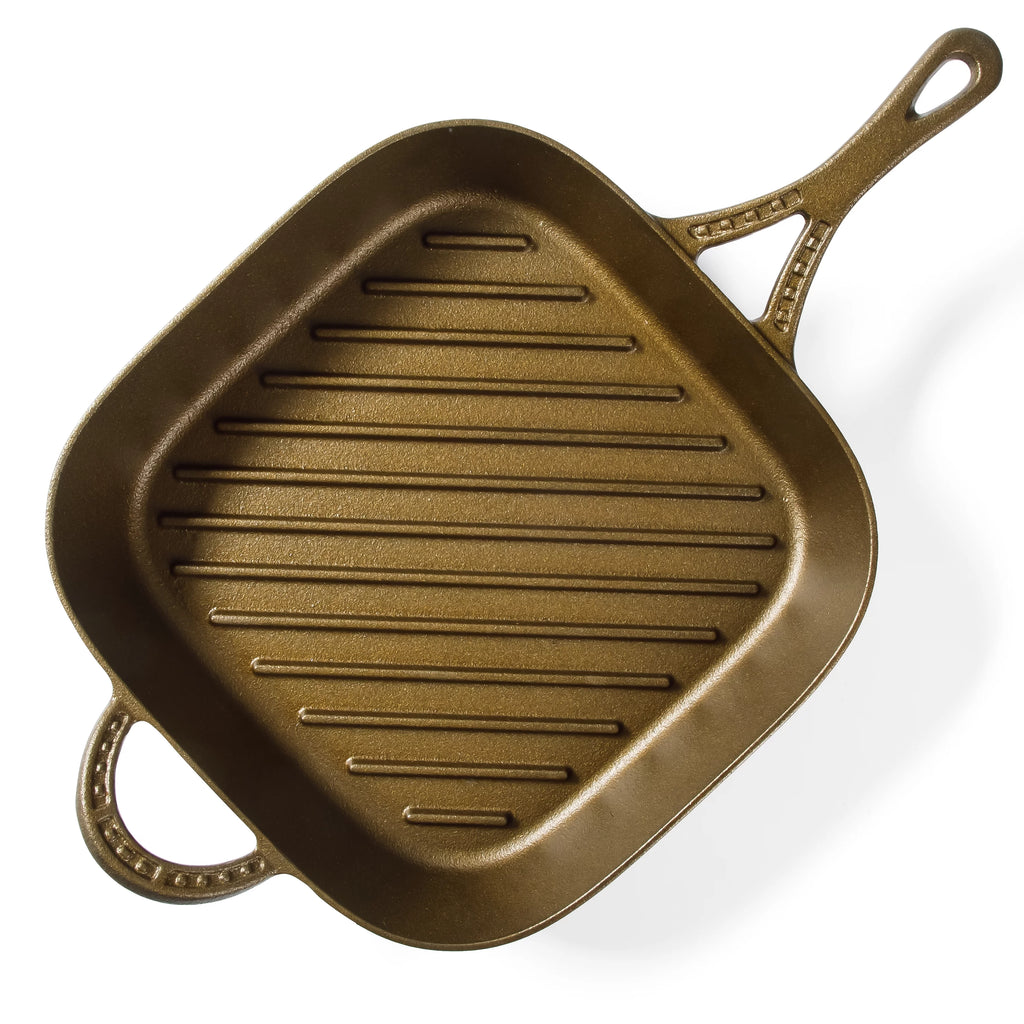 Bronzed Pre-Seasoned Cast Iron Square 11-Inch Grill Pan I335621