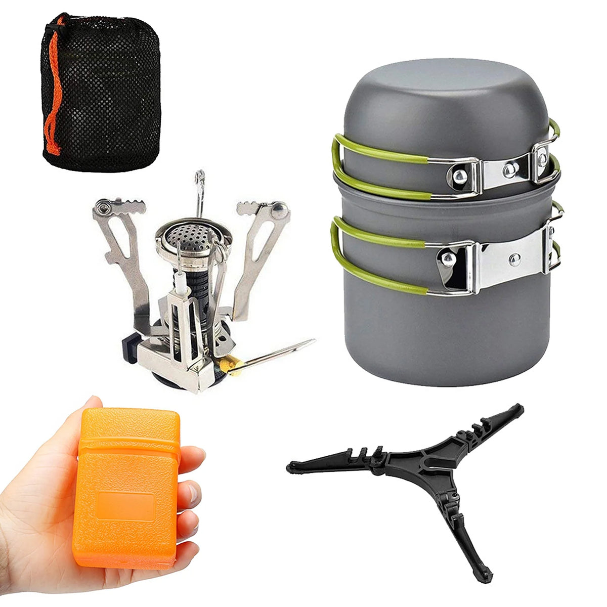 Camping Cookware Set with Cooking Pots Pans Tank Bracket I693334