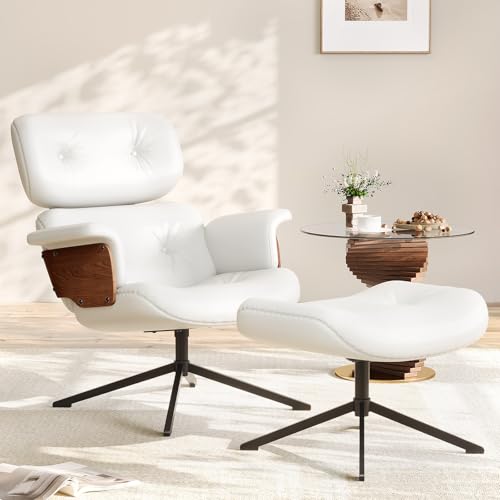 Black PU Leather Recliner Swivel Chair with Ottoman R612691